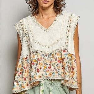 POL Paisley Ruffle Top